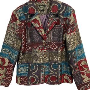 Vintage ELCC Tapestry Structured Lined Jacket Blazer Women’s Size Large Pockets